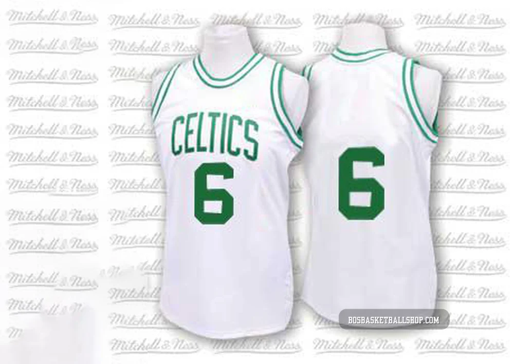 Bill Russell Boston Celtics ＃6 Authentic Men's White Throwback Jersey