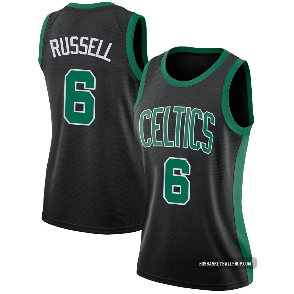 Bill Russell Boston Celtics ＃6 Swingman Women's Black Jersey - Statement Edition