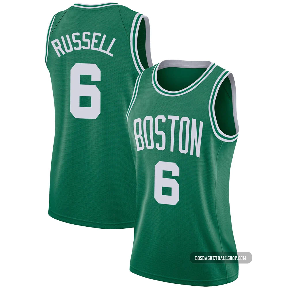 Bill Russell Boston Celtics ＃6 Swingman Women's Green Jersey - Icon Edition