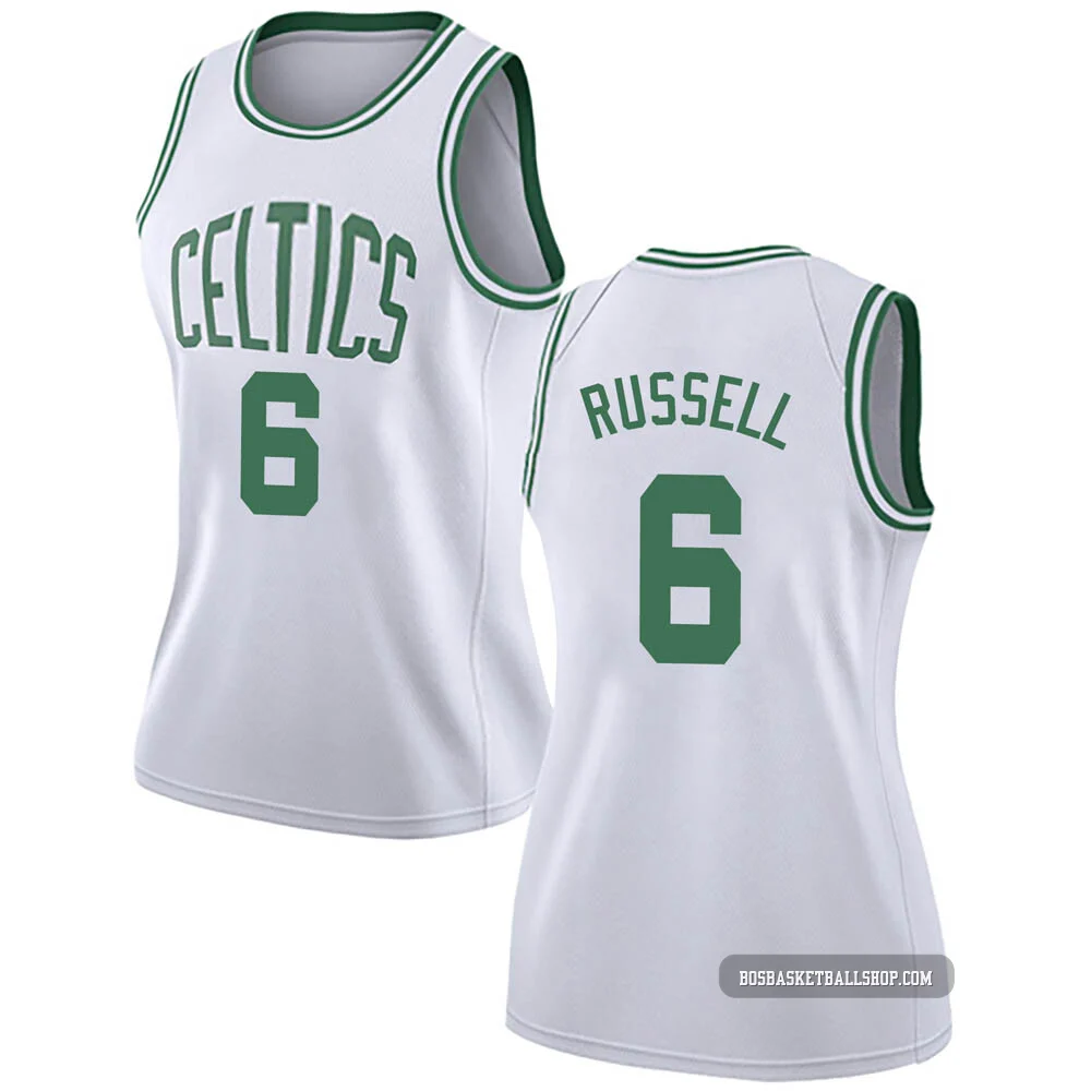 Bill Russell Boston Celtics ＃6 Swingman Women's White Jersey - Association Edition