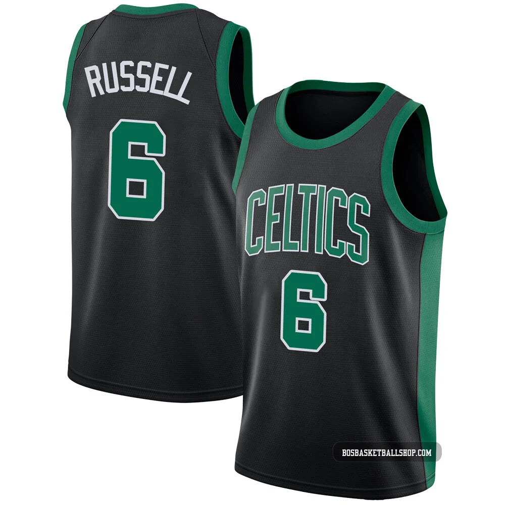 Bill Russell Boston Celtics ＃6 Swingman Youth Black Jersey - Statement Edition