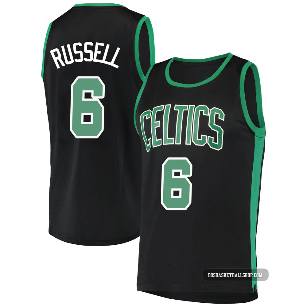 Bill Russell Boston Celtics ＃6 Youth Black Fast Break Jersey - Statement Edition